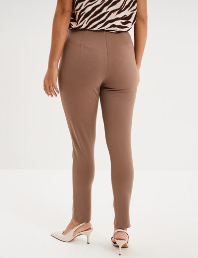 Leggings &agrave; boutons pont marron clair femme