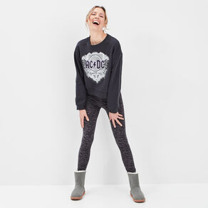 sweat manches longues acdc noir femme Sweat manches longues AC/DC noir femme