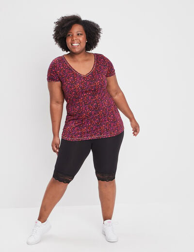 Short legging cycliste &agrave; dentelle noir femme grande taille