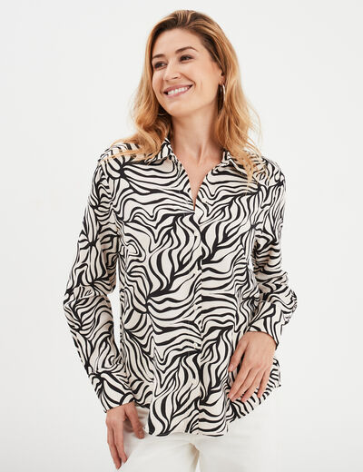 Chemise manches longues ecru femme