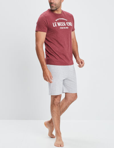 Ensemble pyjama 2 pièces bordeaux homme