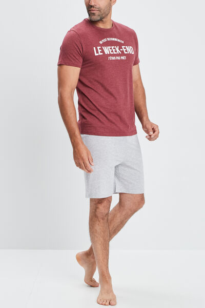 Ensemble pyjama 2 pi&egrave;ces bordeaux homme