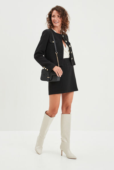Veste en tweed boutonnée Mosquitos noir femme