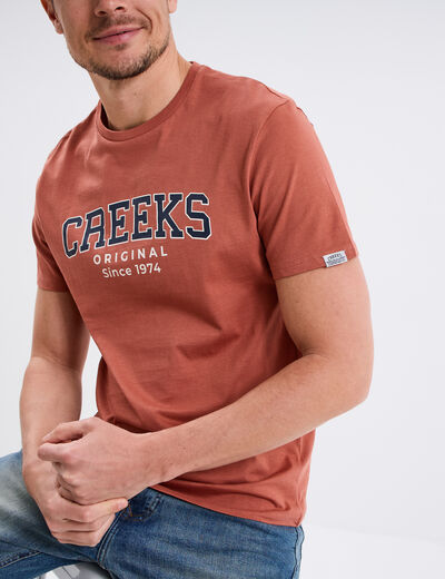 T-shirt manches courtes coton vieux rose homme