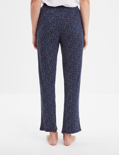 Pantalon de pyjama droit fluide bleu marine femme