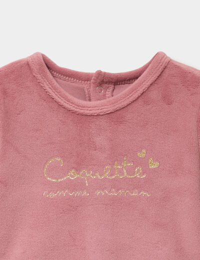 Dors-bien effet velours manches longues rose champagne b&eacute;b&eacute;