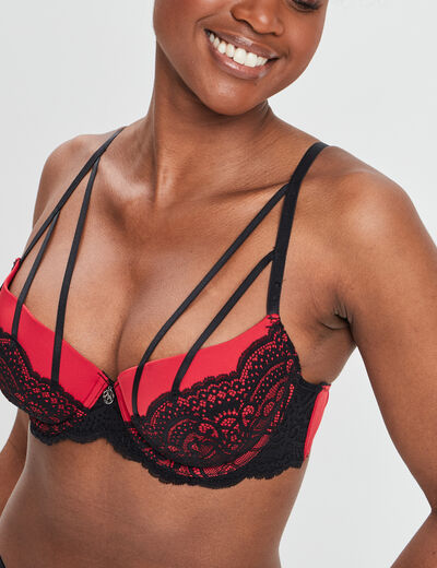 Soutien-gorge corbeille micro dentelle rouge femme