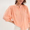 Blouse fluide oversize manches 3/4 coton rose saumon femme
