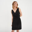 Robe portefeuille plis taille noir femme
