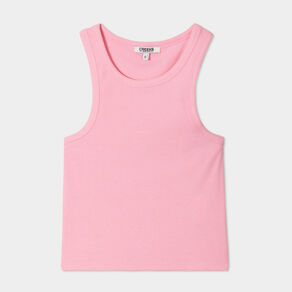debardeur cotele encolure americaine rose femme Débardeur côtelé encolure américaine rose femme