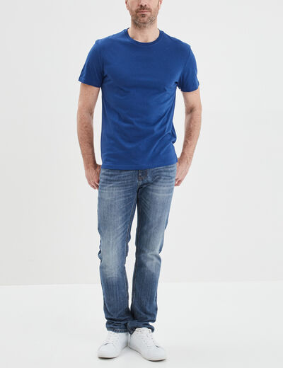 T-shirt en coton manches courtes bleu electrique homme