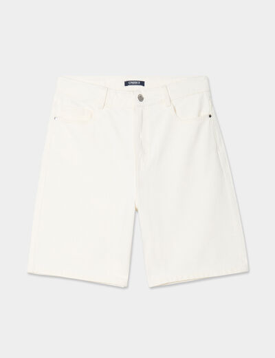 Bermuda droit coton ecru femme