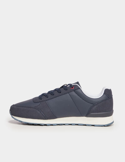 Baskets running à lacets bleu marine homme