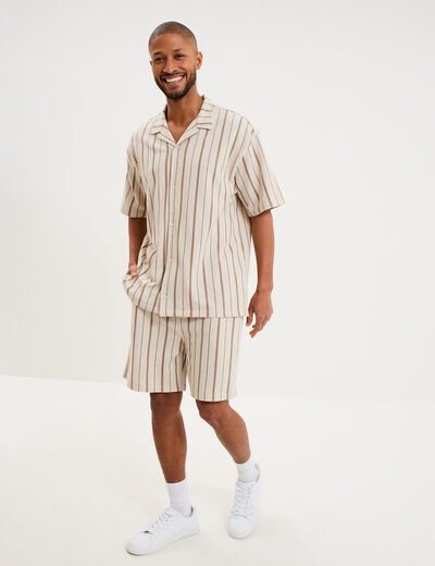 Bermuda droit coton beige homme