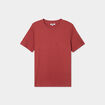 T-shirt col rond manches courtes coton rouge foncé femme
