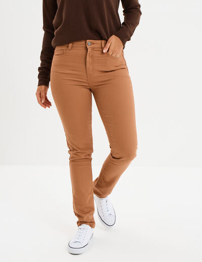 Pantalon slim marron clair femme