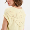 T-shirt dos dentelle brod&eacute;e coton jaune clair femme