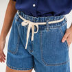 Short mom en jean ceinture cordon denim stone femme