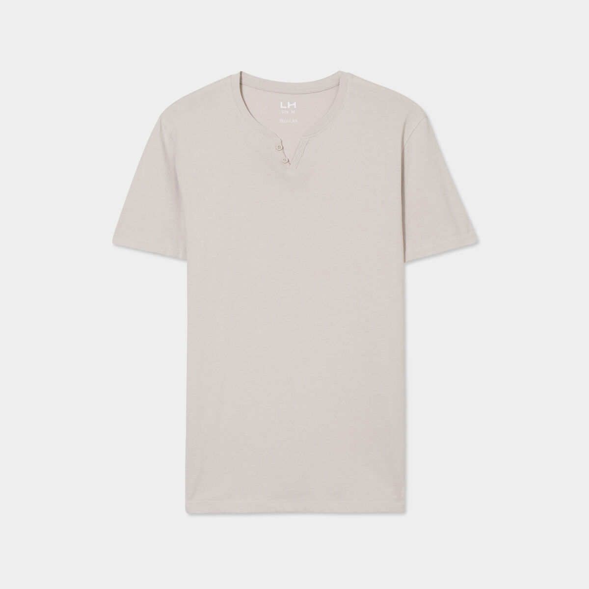 T-shirt manches courtes col tunisien gris clair homme