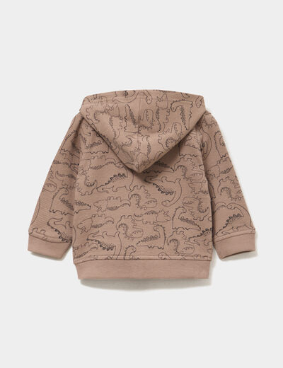 Sweat zipp&eacute; &agrave; capuche coton marron clair b&eacute;b&eacute; gar&ccedil;on