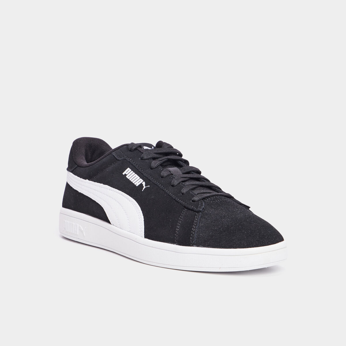 Tennis basses à lacets cuir Puma Smash noir homme