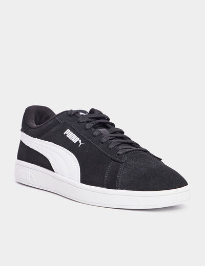 Tennis basses à lacets cuir Puma Smash noir homme