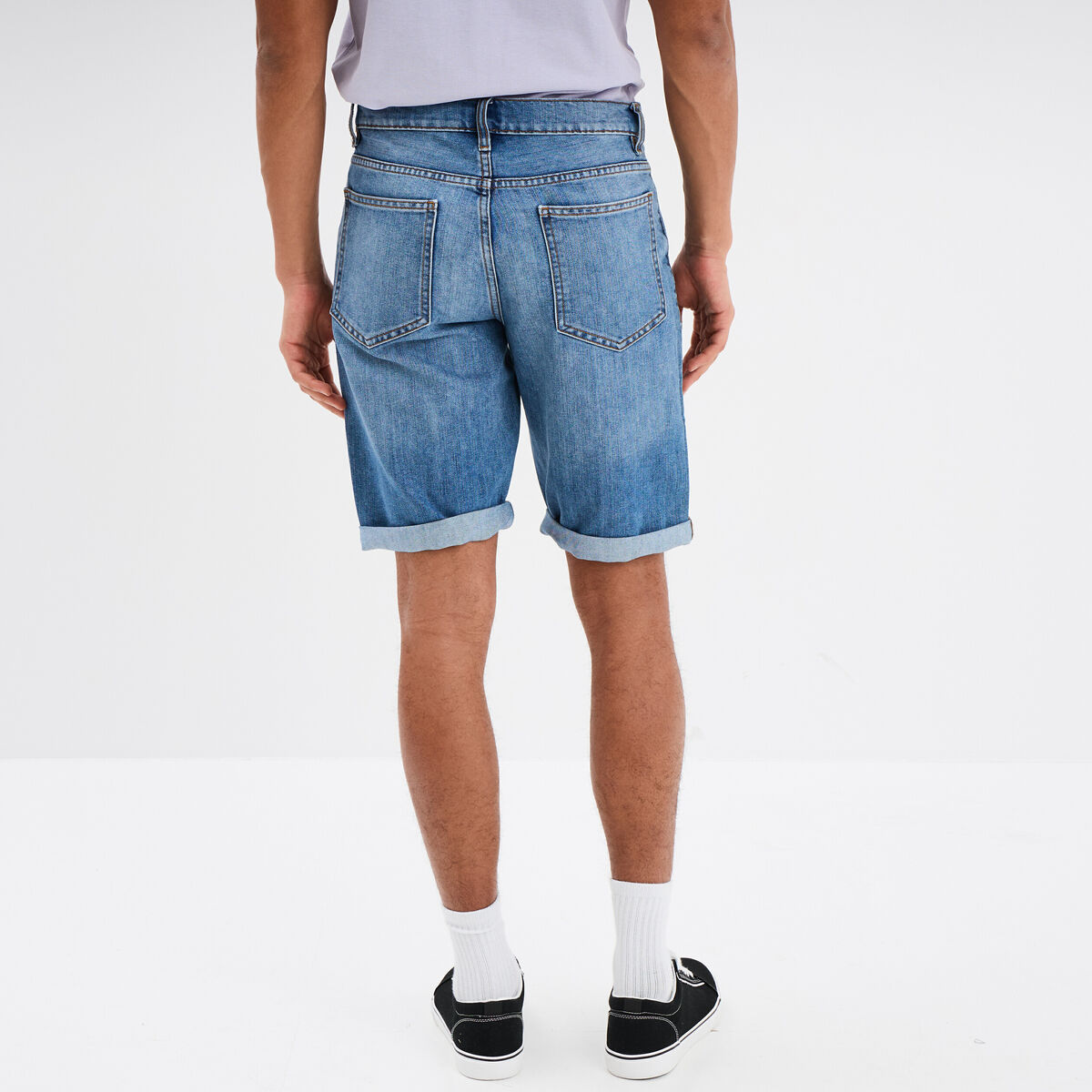 Bermuda short droit en jean denim double stone homme
