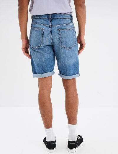 Bermuda short droit en jean denim double stone homme