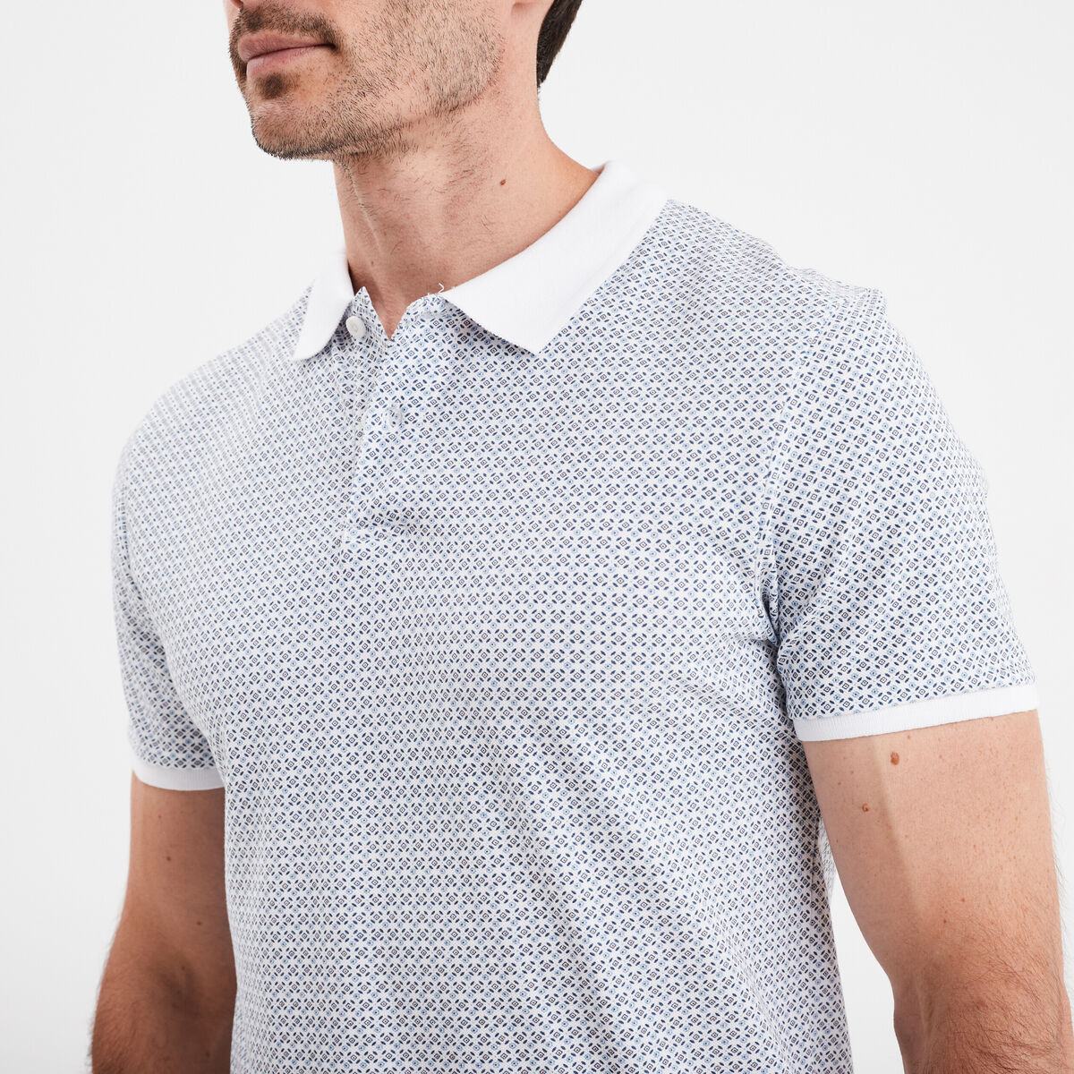 Polo droit manches courtes coton ecru homme