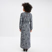 Robe longue fluide manches longues gris femme