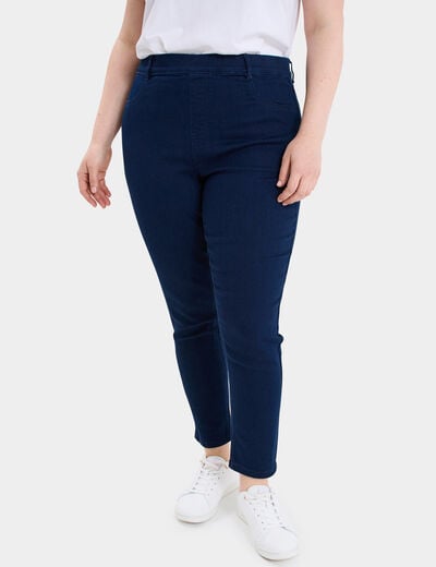 Jegging avec passants taille haute denim blue black femme grande taille