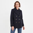 Manteau caban double boutonnage bleu marine femme
