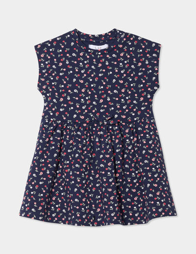 Robe patineuse manches courtes bleu marine bébé fille