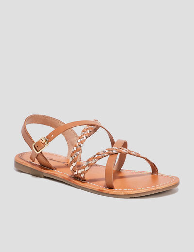 Sandales en cuir Creeks camel fille