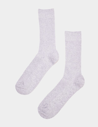 Lot 2 paires chaussettes côtelées gris clair homme