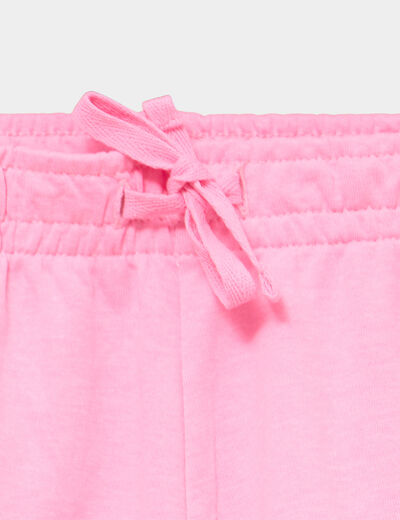 Short molletonn&eacute; taille &eacute;lastiqu&eacute;e rose fluo fille