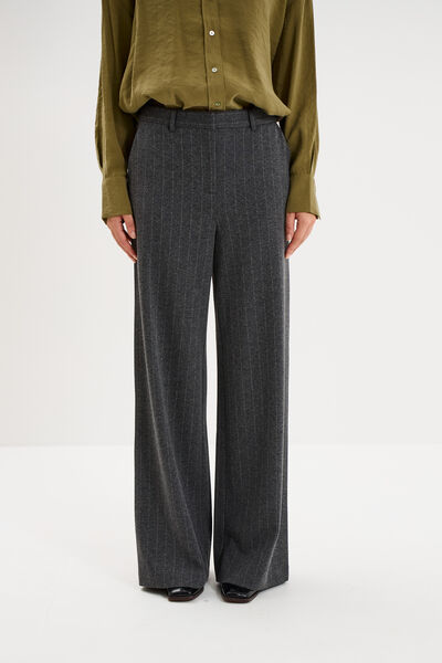 Pantalon large taille haute milano gris femme