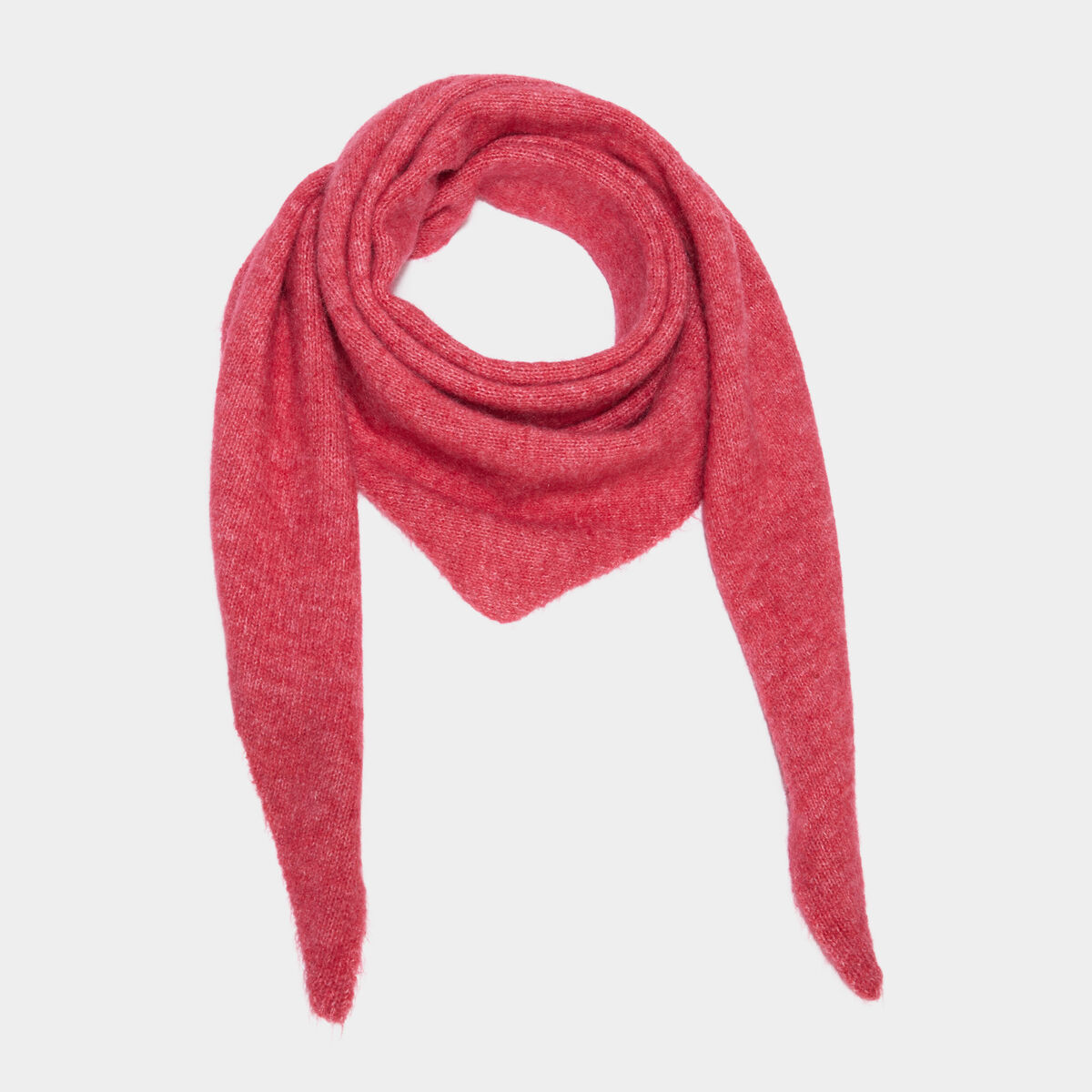 &Eacute;charpe triangulaire en maille douce rose cerise femme