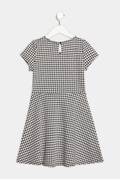 Robe patineuse à col rond ecru fille