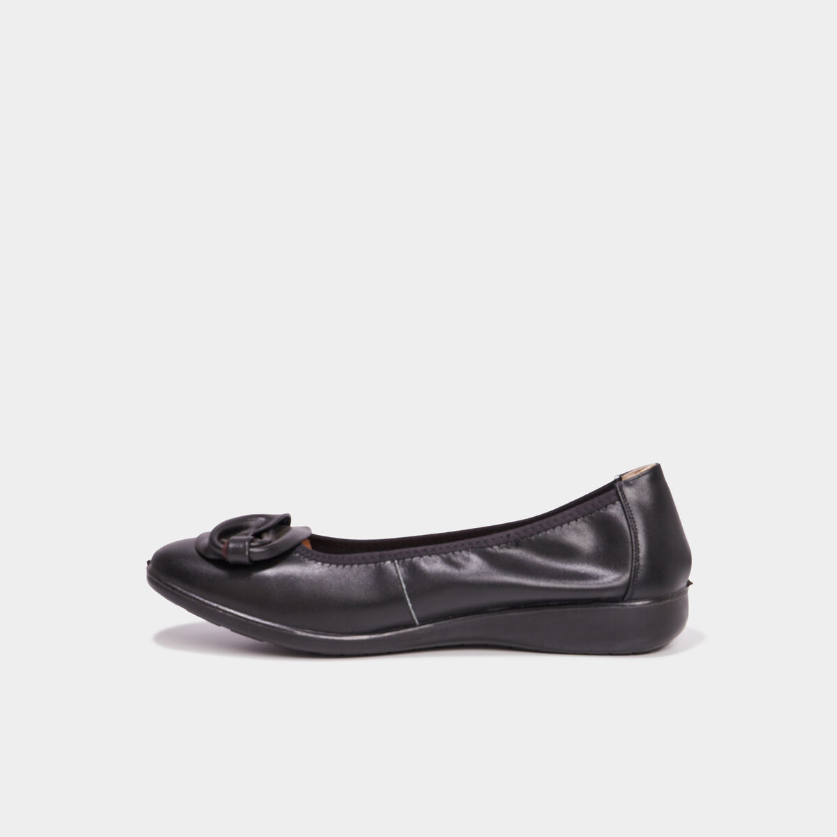 Ballerines pied large en cuir Walking noir femme