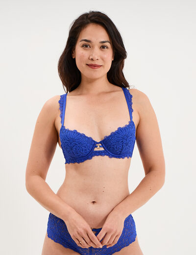 Soutien-gorge embo&icirc;tant padd&eacute; dentelle bleu electrique femme