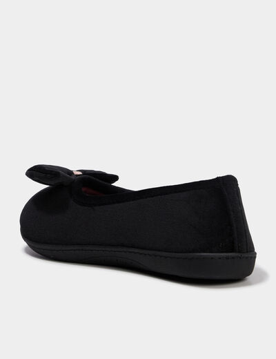 Chaussons ballerines effet velours ecru femme