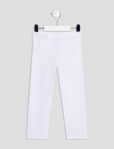Legging 3/4 coton taille élastiquée blanc fille