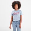 T-shirt oversize col rond coton Creeks bleu ciel femme