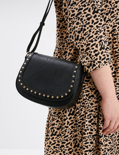 Sac besace avec clous noir femme