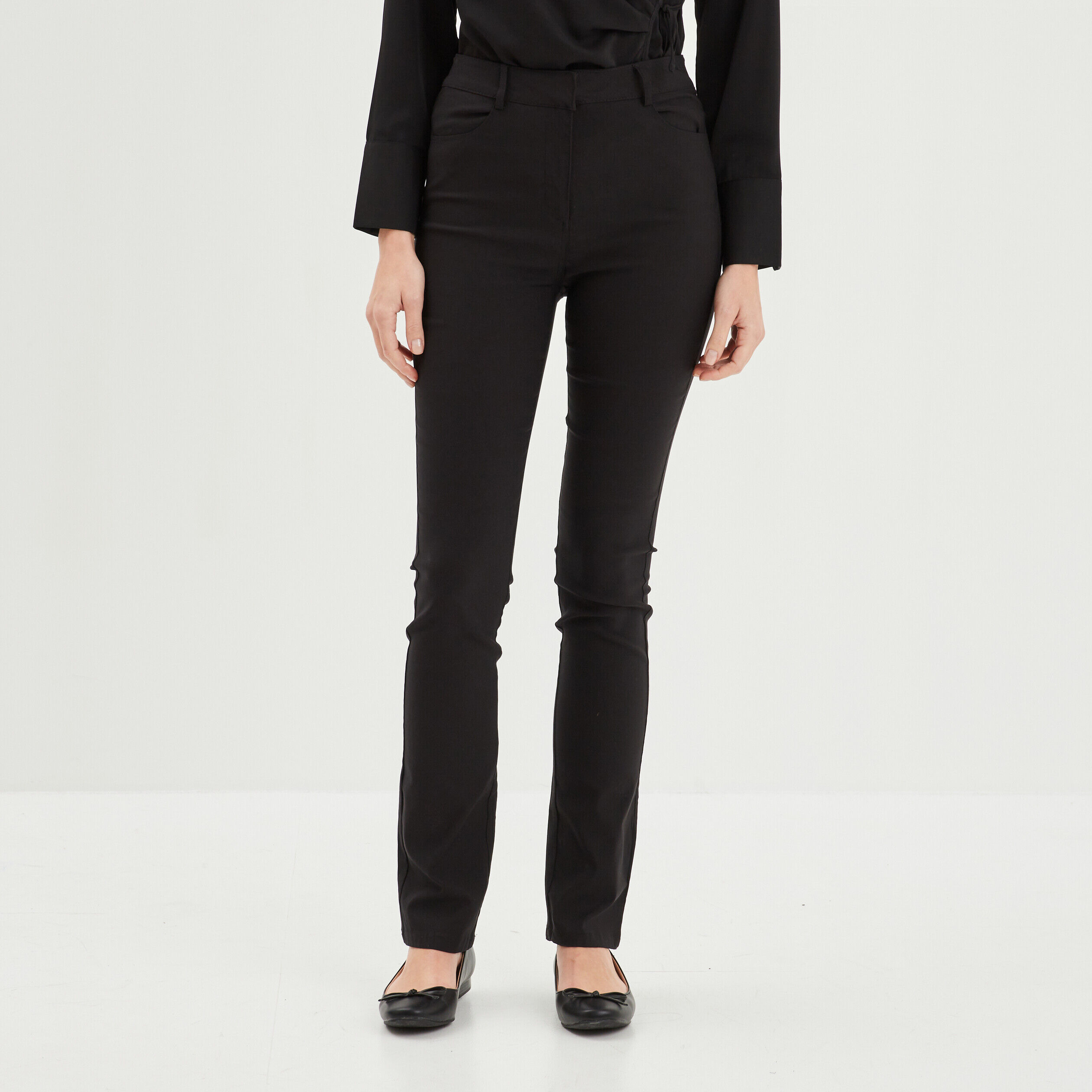 Pantalon stretch taille haute Mosquitos noir femme La Halle