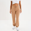 Pantalon de jogging large élastiqué taupe femme