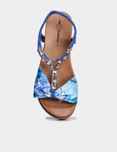 Sandales avec bride effet foulard bleu femme