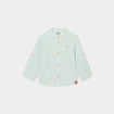 Chemise col mao en gaze de coton vert clair b&eacute;b&eacute; gar&ccedil;on