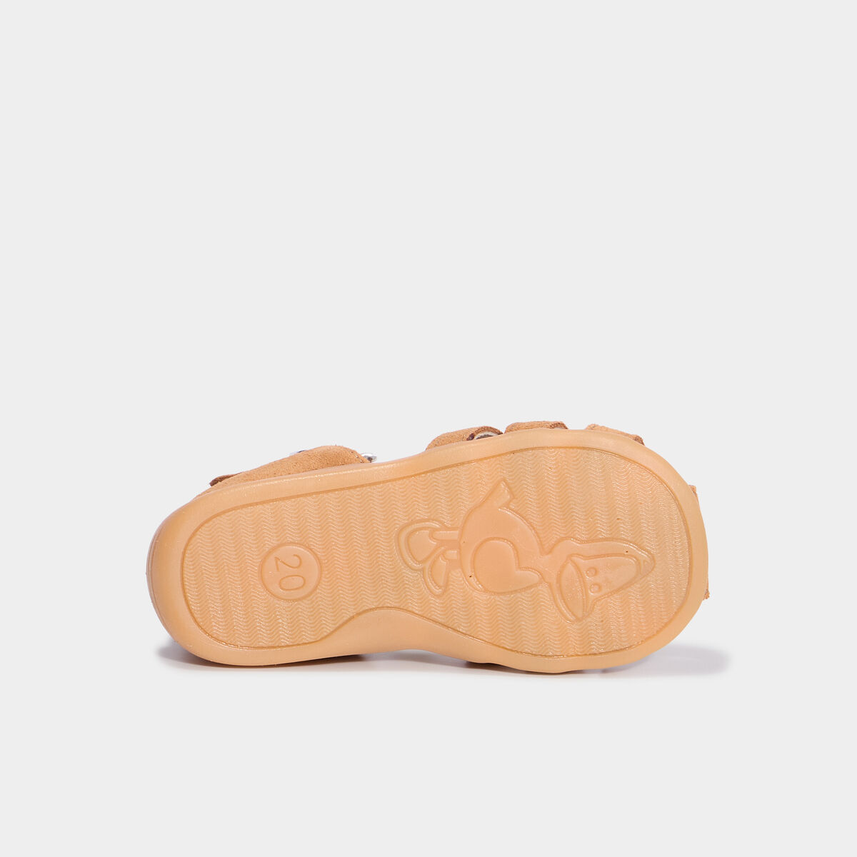 Sandales en cuir semelle souple camel b&eacute;b&eacute; gar&ccedil;on